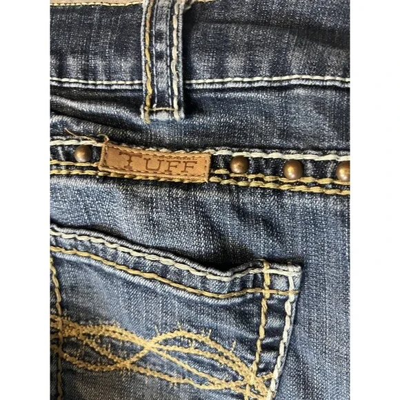 Cowgirl Tuff Western Jeans Women’s Size 26 Low Rise Raw Hem Straight Leg Studded - Picture 3 of 11